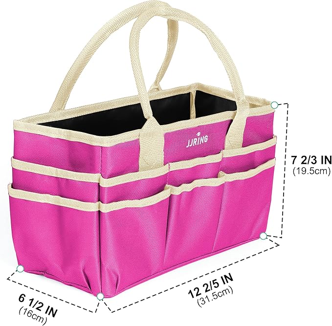 JJRING Craft and Art Tote - 600D Rose Red Nylon Fabric Art Sewing Organizer Bag with Pockets - for Craft, Scrapbooking, Medical, and Office Supplies Storage