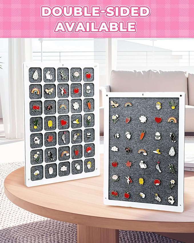 UCEC 35 Grids Clear Acrylic Pin Display Board & 50 PCS Rubber Pin Clutches, Enamel Pin Collection Display Case for Pin Holder, Badge Brooch Pins Organizer Board, Dust-Free Wall & Table Holder Display