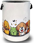 Happy Colorful Dogs Laundry Hamper With Handles Foldable Cute Animals Dog Oxford Cloth Tote Bag Funny Laundry Basket Clothes Toy Storage Bucket 18.9" x 16.5"For Bathroom/Laundry/Bedroom