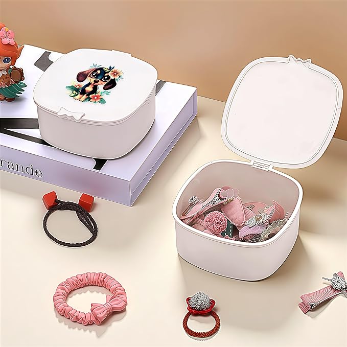 Small Hair Accessories Organizer Box For Girls Kids Teens Women, Hair clips/Ties/bands/pins/barrettes/scrunchies Organizer and Storage! (Dog)