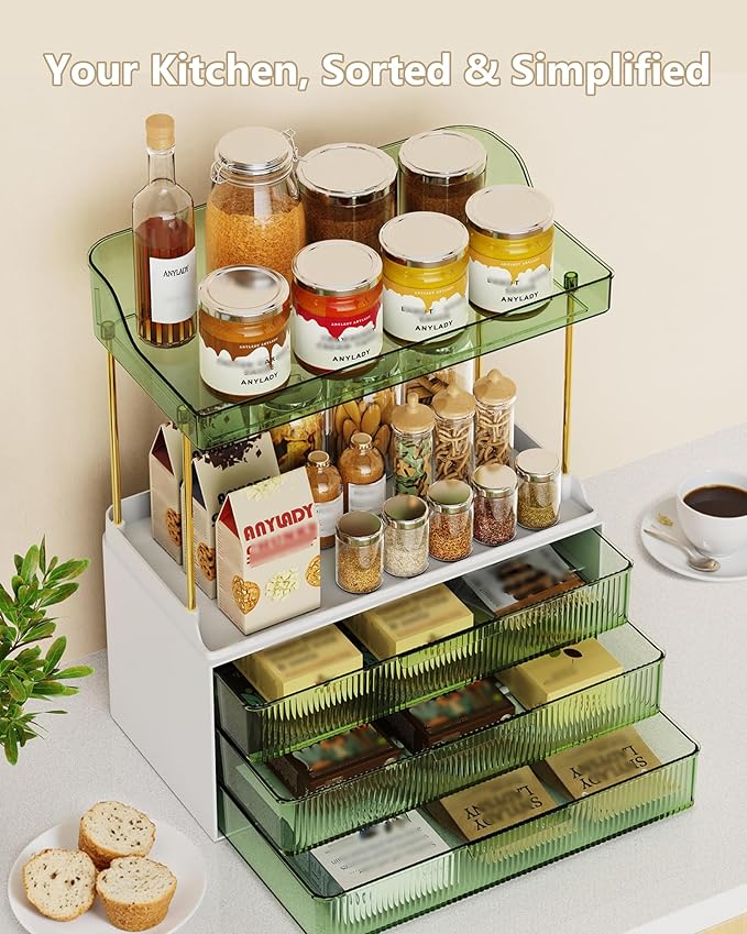 Bathroom Organizers and Storage, Makeup Organizer (Sturdy Durable Attractive), Ideal for Vanity, Countertop, Counter, Perfume, Skincare, Cabinet, Cosmetic, Dresser Organizer (Green)