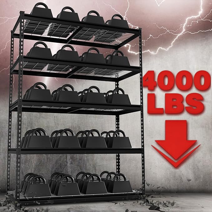 WORKPRO 4000LBS Heavy Duty Shelving, 48”W x 24”D x 72”H, 5-Tier Storage Shelves, Adjustable Metal Shelving, Garage Shelving for Basement, Warehouse, Workshop, 10 Pack