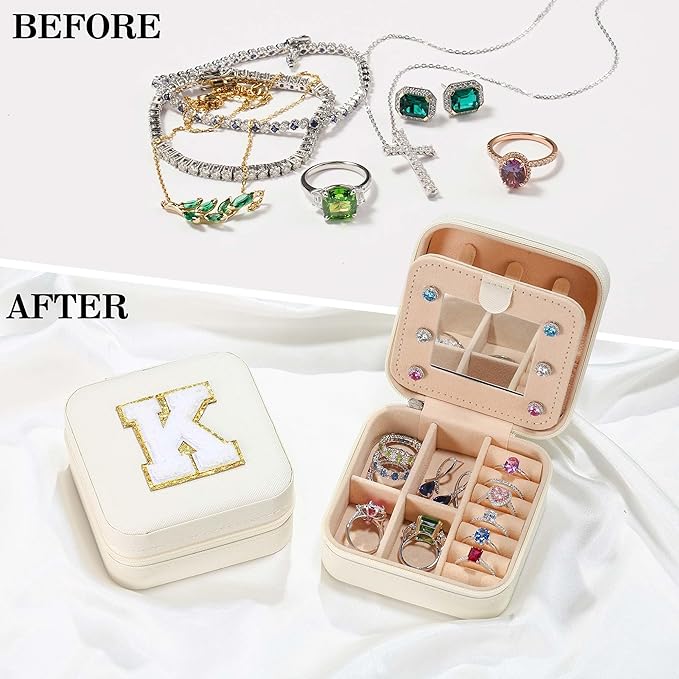 Parima Back to School Jewelry Case, Teen Girls Jewelry Box | High School Travel Accessories | Small Jewelry Box - Letter N, White