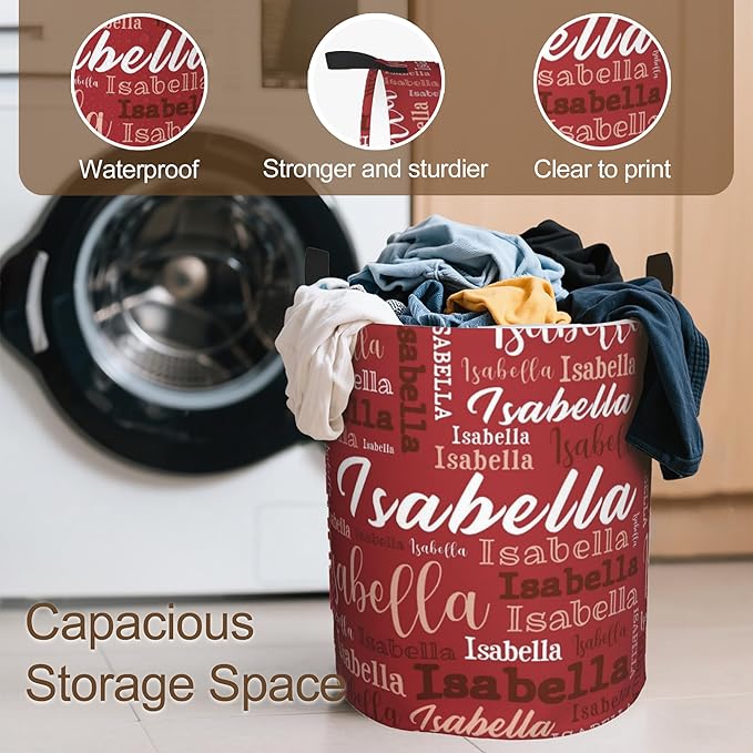 Custom Name Laundry Hamper, Personalized Laundry Baskets with Name for Boys Girls Women Men, Customized Collapsible Dirty Clothes Hamper Easy Storage Gifts for Bedroom Bathroom Living Room