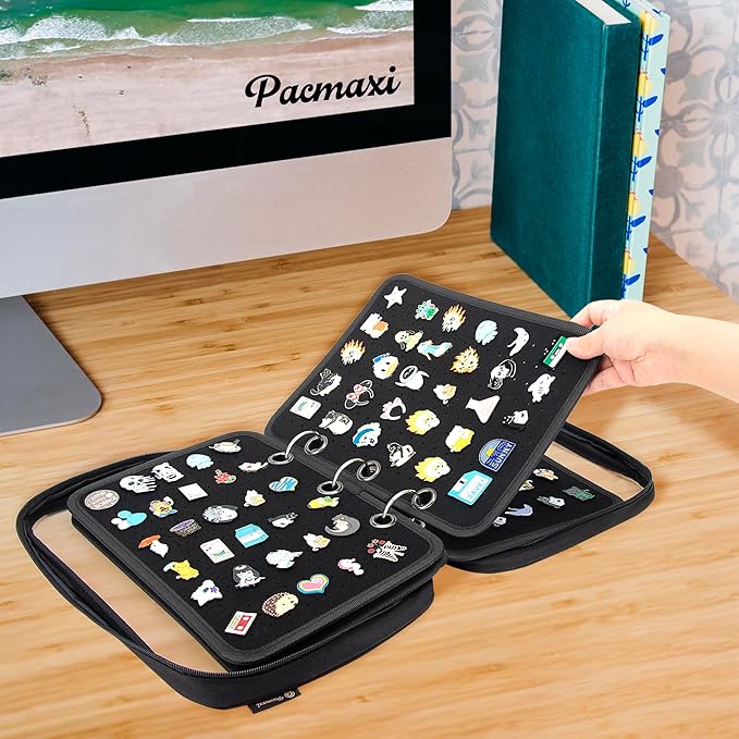 Enamel Pin Display Pages Pin Carrying Case, Pins Collection Storage Organizer Case, Travel Brooch Pin Display Bag (Pins Not Included)