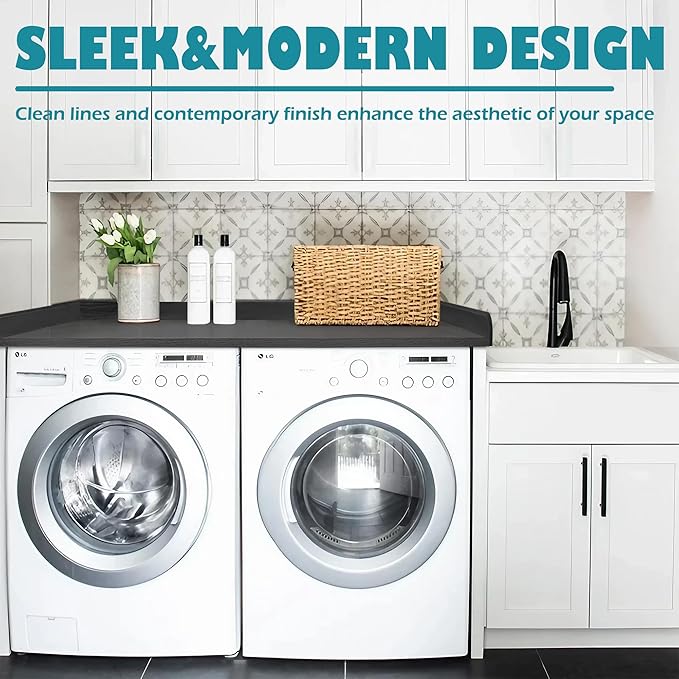 Royxen Laundry Countertop Solid Wood, Countertop for All Front-Loaded Washing Machine and Dryer, Extra Room for Laundry Room, Black