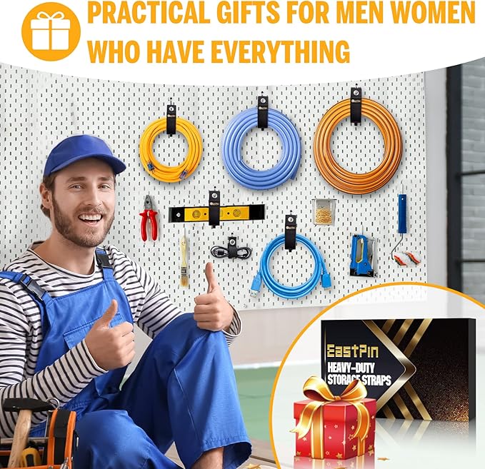 Gifts for Men Storage Straps - Tools Extension Cord Holder Organizer Gadgets Cable Wrap Keeper for Hoses Rope Workshop Garage Wall Cable Straps Christmas Stocking Stuffers for Dad