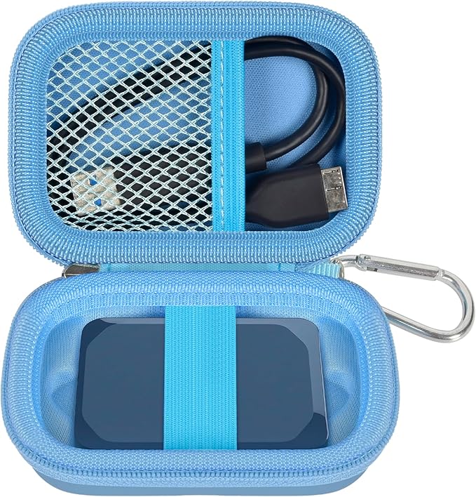 Carrying Case Compatible with Crucial X10/ X9 Pro 4TB/ 2TB/ 1TB Portable SSD, External Solid State Drive Hard Storage Holder Bag Fits for USB-C Cable (Box Only) (Sea Blue)