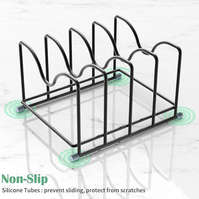 Pot Lid Organizer Rack,1.6in Wide Cutting Board Organizer for Pan Lids,Baking Sheets,Cookie Sheets, with 4 Slots,Cutting Board Holder Rack(1PC-Medium)