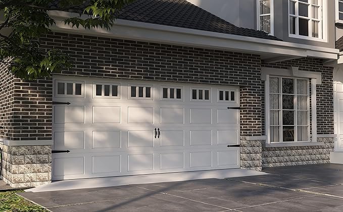 ZEKOO Garage Door Magnetic Decorative Hardware Kit Garage Door Magnets Accents Faux Hinges and Handle Garage Door Decoration Curb Appeal Set of 6, Black