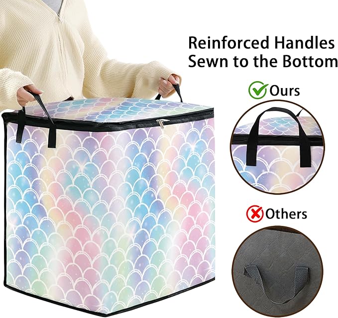 Large Comforter Storage Bag with Zipper,Closet Organizer for Clothes,Blankets,Quilts,Pillows,Fabric Moving Bags with Portable Handles 95L(2-Pack)