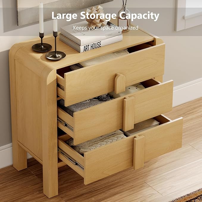 WAMPAT 6 Drawer Dresser for Bedroom, 2 in 1 63" Wide Mid Century Modern Wide Chest of Drawer, Wood Tall Nightstand with Curved Edge Handles, Closet Dresser TV Stand for Bedroom, Oak