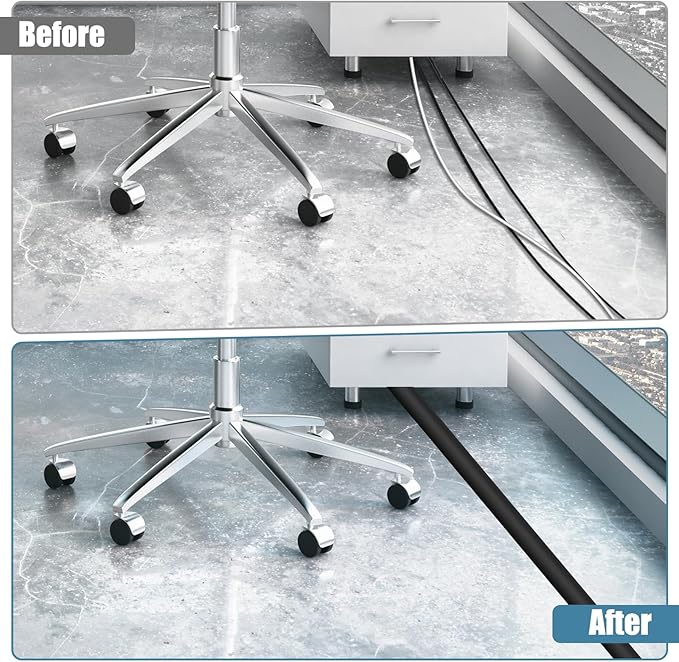 Floor Cord Covers for Wires 20FT Cable Hider Wire Coverr Self Adhesive Cord Hider Floor for Offices, Homes, Workshops, Warehouses Cable Cavity 0.47" W x 0.27" H
