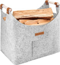 XL 4MM Felt Firewood Carrier | Log Carrier for Firewood | Wood Container with Extra Thick Felt Foldable & Reinforced Handle | Storage Basket for Shopping, Firewood, Logs, Newspaper (LIGHT GRAY)