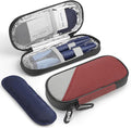 Insulin Travel Case Diabetic with 2 Reusable Ice Packs for Insulin Pen and Other Diabetic Supplies, Insulin Cooler Travel Case for The Daily Life and Trip, Red with Gray