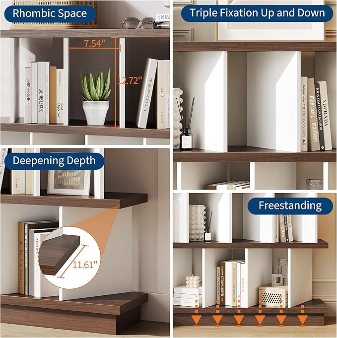 Garvee 8 Cube Storage Shelf Organizer - Wood Low Bookshelf with 10 Removable Back Panels, Display Storage Bookcase for Living Room, Bedroom, Entrance Hall, Home Office, Easy Assembly, Walnut