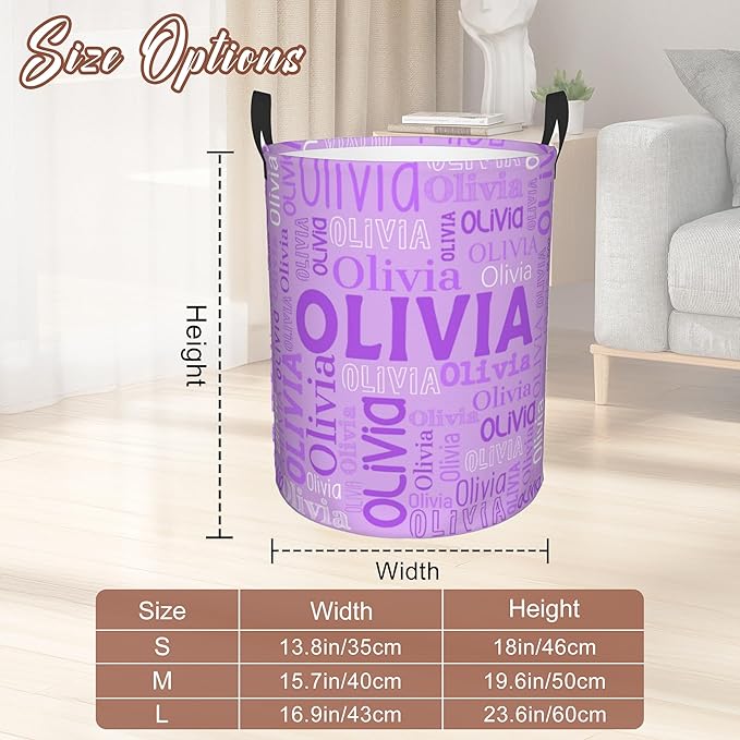 Custom Name Laundry Hamper, Personalized Laundry Basket with Name for Boys Girls Kids Men Women, Customized Name Dirty Clothes Basket Gifts for Clothes Toy Bathroom Bedroom Laundry Room Dorm