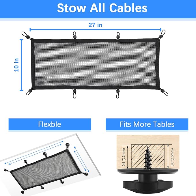 ZZM Privacy Mesh Cable Manager, Under Desk Wire Net, 26 x 10 Inches, Black