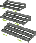 Metal Spice Rack Organizer for Cabinet, 3 Tier Expandable Spice Storage Shelf, Great for Kitchen Cabinets, Cupboard,Pantry and Countertop More,Metal Plate with Hole(3PACKS/Gun-Grey)