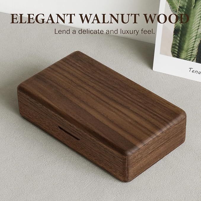 LadyRosian Wooden Small Jewelry Box - Mini Wood Travel Jewelry Case Portable Organizer for Rings, Earrings, Necklaces & Bracelets Storage Women Girls Men,Black Walnut