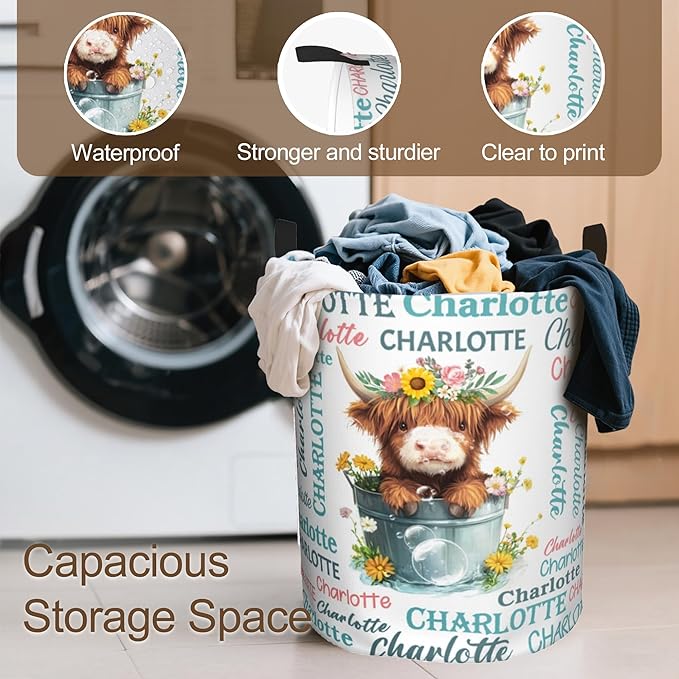 Custom Name Laundry Hamper, Personalized Laundry Baskets with Name for Boys Girls Women Men, Customized Collapsible Dirty Clothes Hamper Easy Storage Gifts for Bedroom Bathroom Living Room