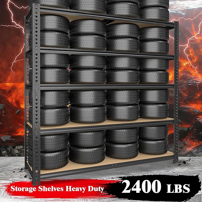 72" H Storage Shelves,Storage Shelves Heavy Duty,2400LBS Metal Shelving Units,Adjustable Garage Shelving Heavy Duty for Garage Storage,Warehouse,16"x35.5"x72"