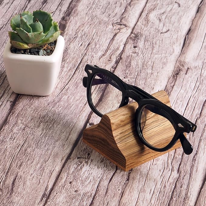 Handmade Wood Carving Eyeglasses Stand Wood Glasses Holder Sunglasses Display Stand Home Office Desk Supplies (OAK)