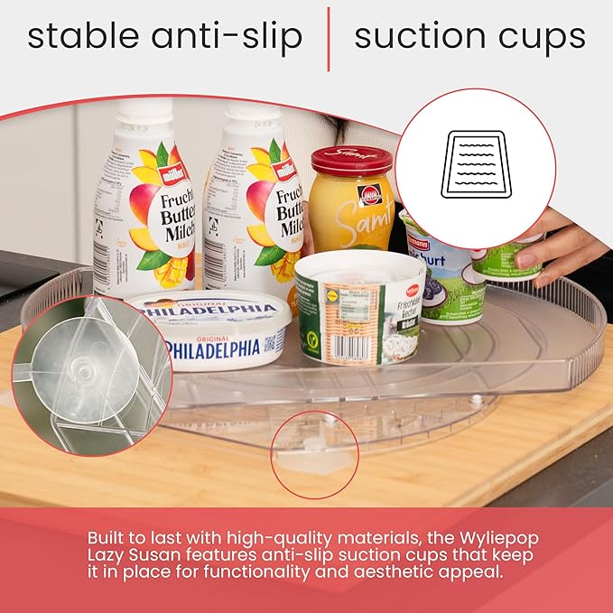 Lazy Susan for Refrigerator - 360° Turntable Refrigerator Organizer and Storage Tray for Fridge, Cabinet & Pantry - Large, Premium Rectangle Lazy Susan (16.5"x11.5"x1.5")