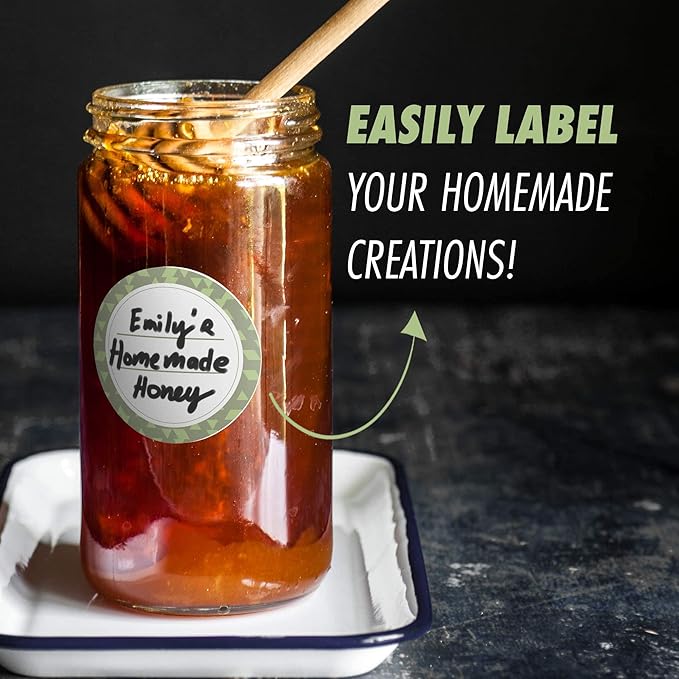 Canning Labels Dissolvable Stickers for Mason Jars and More (2" Round 200/roll) Canning Supplies Washes Off in Seconds Like Magic - Jar Labels Homemade Jam, Jelly, and More (Artichoke)