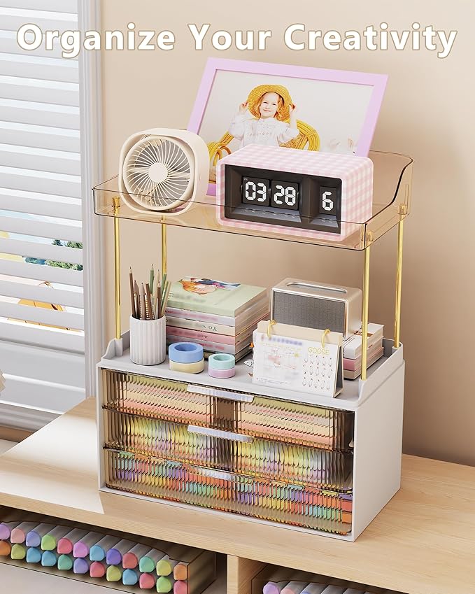 Bathroom Organizers and Storage, Makeup Organizer (Sturdy Durable Attractive), Ideal for Vanity, Countertop, Counter, Perfume, Skincare, Cabinet, Cosmetic, Dresser Organizer (Gold)