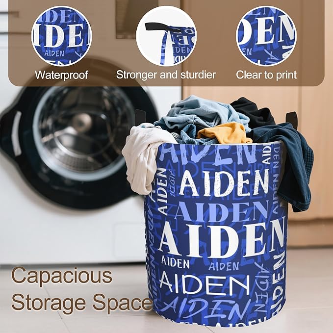 Custom Name Laundry Hamper, Personalized Laundry Baskets with Name for Boys Girls Women Men, Customized Collapsible Dirty Clothes Hamper Easy Storage Gifts for Bedroom Bathroom Living Room