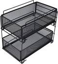 Cupboard Organiser, 2 Tier Under Sink Storage Organiser, Kitchen Storage Drawer Basket Rack Multilayer Kitchen Shelf Sliding Under Sink Drawer