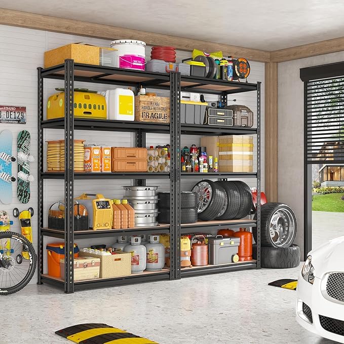 Garage Storage Shelves,5 Tier Shelving Unit, 40 inch Wide, 18” Deep, 78” Tall Organizer Metal Shelf for Basement/Laundry/Pantry Heavy Duty, Adjustable,Easy to Install (5Tier-45.3"WX17.7"DX63"H)