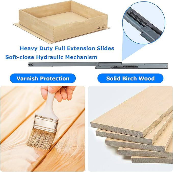 WelFurGeer Soft Close Pull Out Drawer for Kitchen Cabinets, 20" W x 21" D Pull Out Cabinet Organizer, Heavy-Duty Cabinet Organizer with Easy Installation, Space-Saving Pullout Drawer for Home, Kitchen