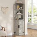 Vabches 64.8" Tall Farmhouse Corner Cabinet, Corner Shelf with 2 Barn Doors & Storage Shelves, Home Space Saver with Storage for Bathroom, Living Room, Entryway, Kitchen, Washed Grey
