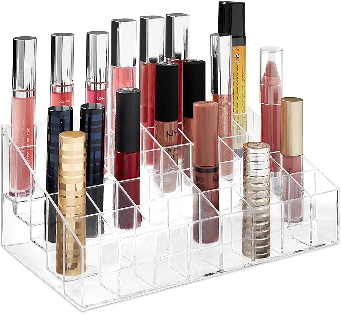 Casafield 40 Slot Acrylic Lipstick & Makeup Organizer - Cosmetic Display Case - Clear