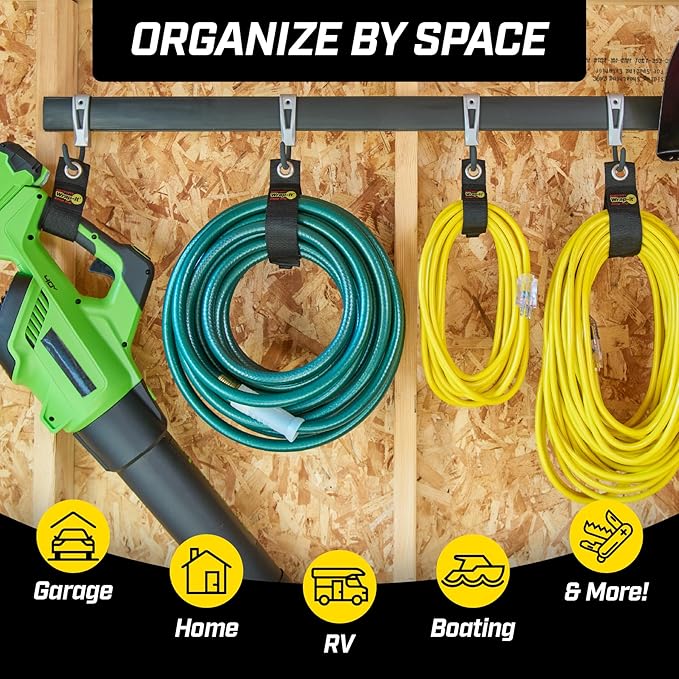 Heavy-Duty Wrap-It Storage Straps (Assorted 12 Pack) - Stocking Stuffer for Hanging Extension Cord Organizer for Cable Management and Storage on Garage Wall, RV Gadgets and Appliances