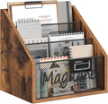 Magazine Holder, Wood Magazine Rack Floor, Mail Organizer Countertop, Magazine Mail Holder Sorter, Record Holder for Magazines, Books, Newspapers, Tablets, Rustic Brown and Black MR02BR