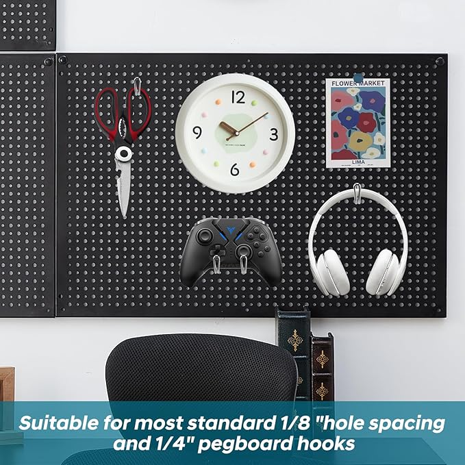Peg Board,3 Pack 16-Inch X 24-Inch Heavy Duty Metal Peg Board Tool Organization Panels,Ideal for Storage Solutions in Garages, Workbenches, Workshops, Kitchens, and Other Iocations(Black)