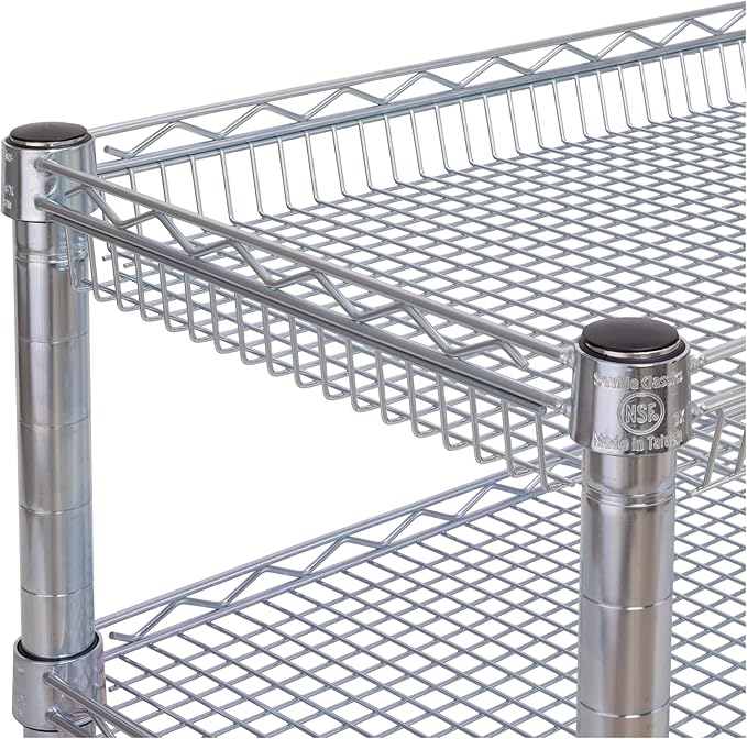Seville Classics UltraDurable NSF Commercial Heavy Duty Metal Rolling Utility Cart, Handle Bar for Restaurant, Garage, Warehouse, Kitchen, Office, Deep Top Basket (34.8"W x 18.25"D)