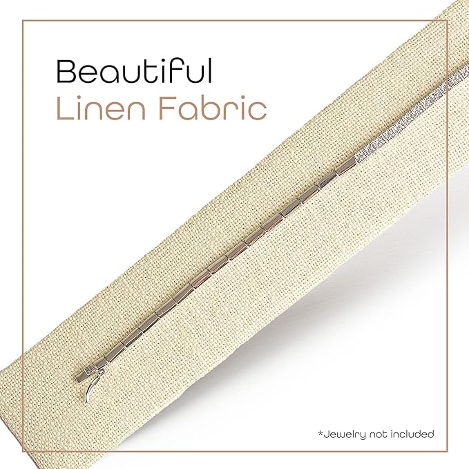 Novel Box 2 Pack Bracelet/Watch Ramp Beige Linen 2x8.25x2 Inches - Slim and Sleek Ramps for Jewelry Display - Bracelet Holder Organizer Stand for Wedding, Selling & Personal Use