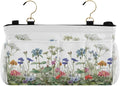 Wildflower Bloom Blue Bedside Caddy for Dorm Bed Bedside Hanging Caddy Bag Iron Frame Storage Organizer Pocket for Bunk Home College Hospital Beds 2 Hooks