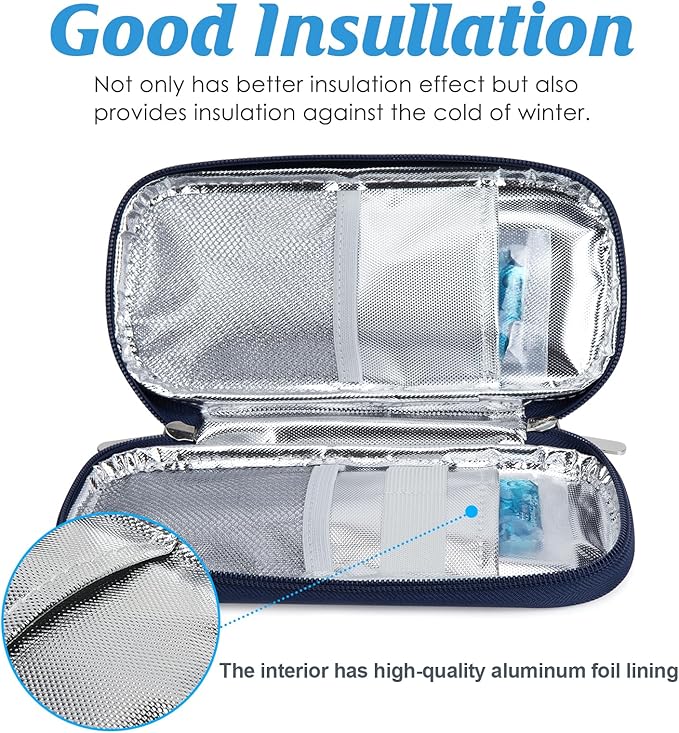 YOUSHARES Insulin Cooler Travel Case TSA Approved Medication Diabetic Supplies Cooler for Travel Refrigerated Medicine Organizer Bag with 2 Ice Pack