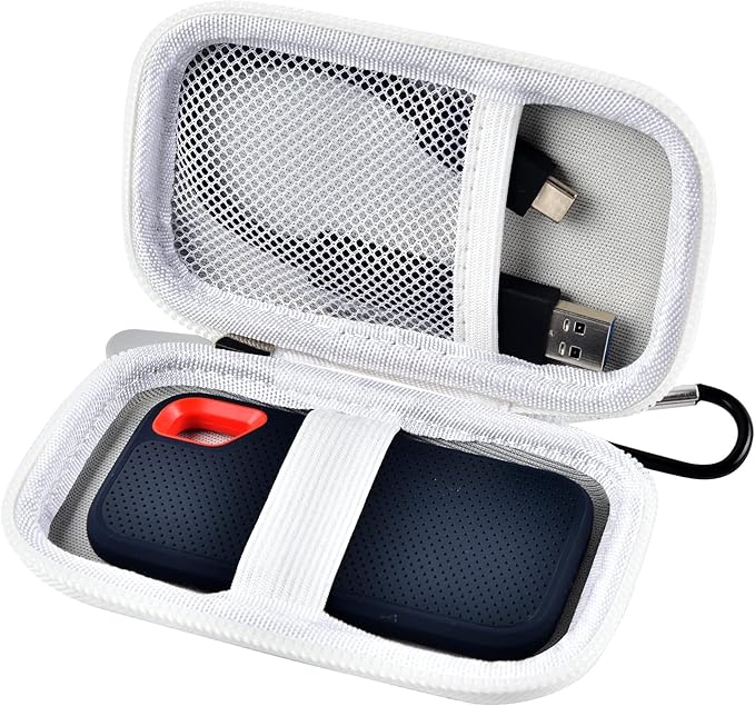 Case Compatible with SanDisk 1TB 2TB 500GB 4TB/for PRO Extreme Portable SSD, External Solid State Hard Drive Storage Holder for SDSSDE61/ SDSSDE60/ SDSSDE81/SDSSDE30/SDSSDE60 (Box Only)(White)