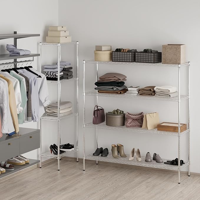 18" Deep x 60" Wide x 64" Height Wire Shelving Kit | 4-Tier | NSF Commercial Storage Rack Unit