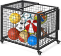 AECOJOY Ball Cart Storage, Rolling Basketball Bin with Wheels for Garage, School, Gym, Sports Equipment and Toy Organizer, Indoor & Outdoor