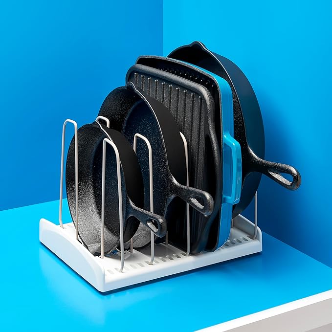YouCopia StoreMore Cookware Rack with Tall Steel Wires, Adjustable Pan and Lid Organizer for Kitchen Cabinet Storage, Classic Edition