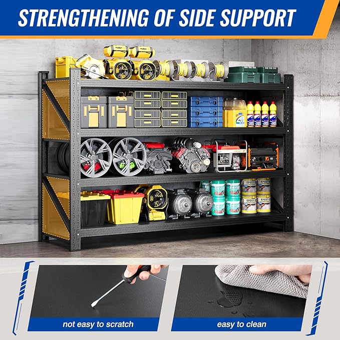 71" W Storage Shelves 5000lbs Garage Metal Shelving Heavy Duty Garage Shelves Adjustable Storage Shelves for Industrial, Factory,71" W X 24" D X 69" H
