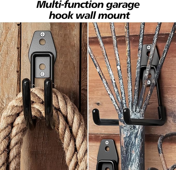 40 Pack Heavy Duty Garage Hooks,Solid Steel Wall Mount Hangers,with Anti-Slip Coating,for Hanging and Organising Ladder,Bike,Ropes,Broom,Garden,Yard and Power Tools