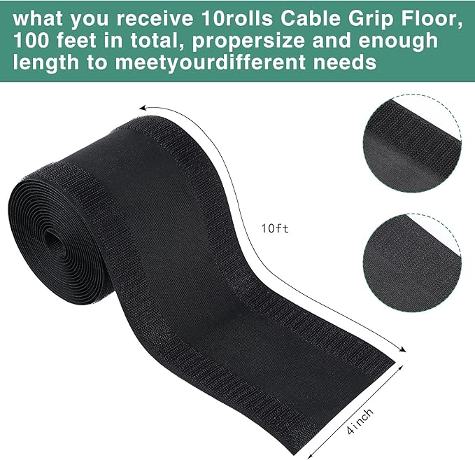 WILLBOND Carpet Cord Cover Cable Protector Floor Cover Cable Protector Management Only for Commercial Office Carpet(98.43 ft,Black)